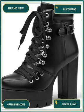 Susanny Women's Platform Ankle Booties Chunky Heel Round Toe Lace Up Suede Boots
